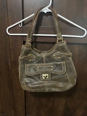 Vintage Rafe Brown Suede Leather Shoulder Bag with Front Pocket